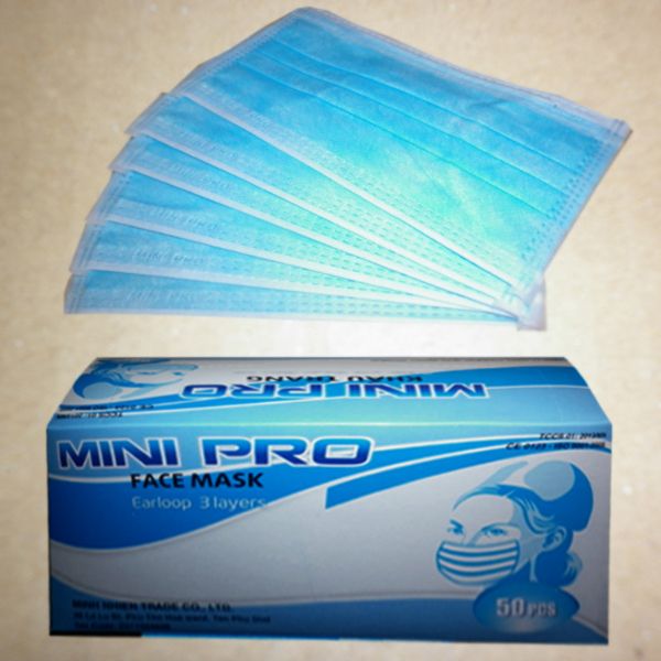 Khẩu trang Mini-Pro 3 lớp màu xanh y tế