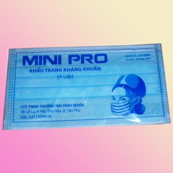 Khẩu trang Mini-Pro 4 lớp kháng khuẩn màu xanh